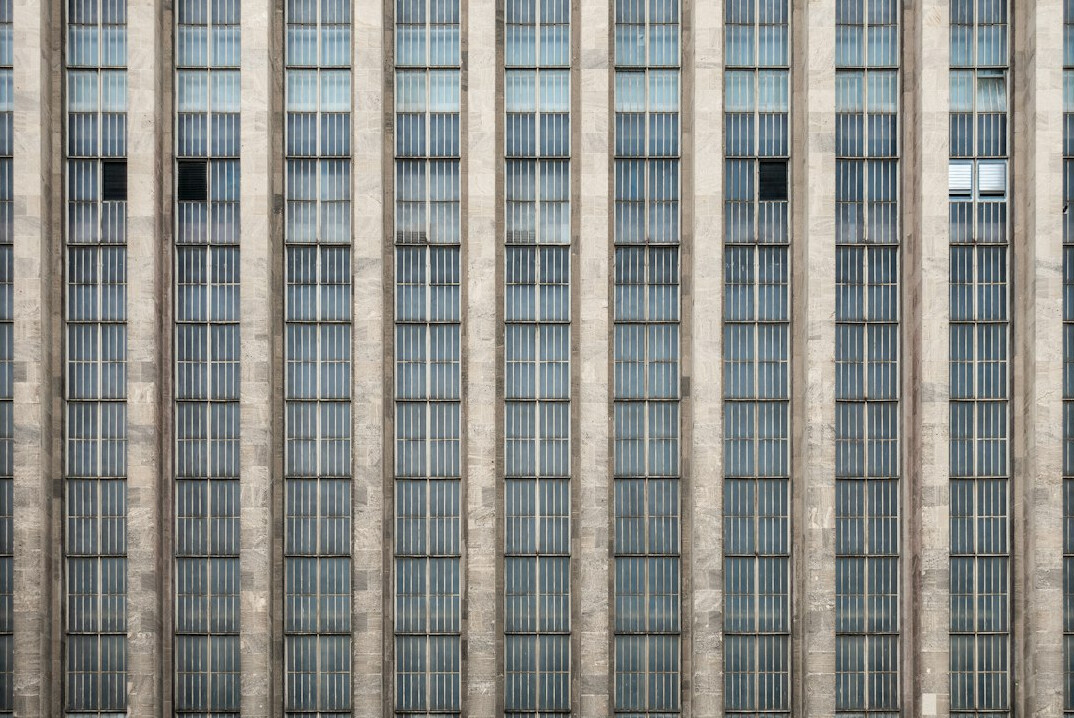 Modern glass office building facade in a German city